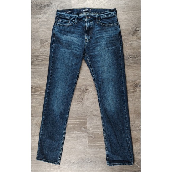 Hollister Slim Straight Jeans Mens 30x32 Blue Dark Wash Epic Flex Stretch - Picture 1 of 8
